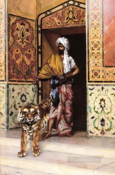Árabe Painting - El tigre favorito del Pasha, el pintor árabe Rudolf Ernst